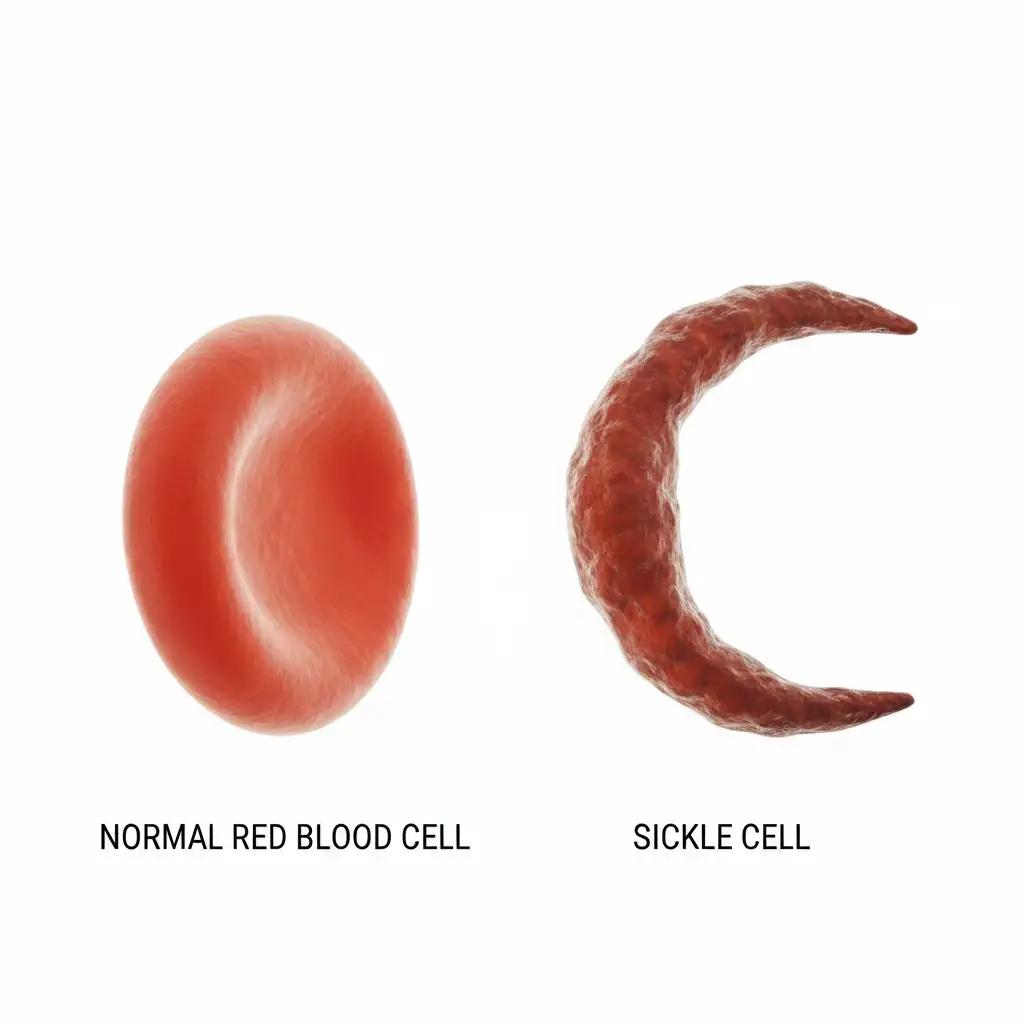 A pic of a normal and sickled RBC
